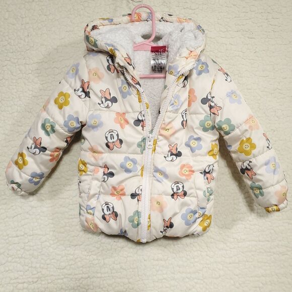 Disney Junior Minnie Mouse Toddler Hooded Fleece Lined Coat Jacket 3T - Picture 4 of 10